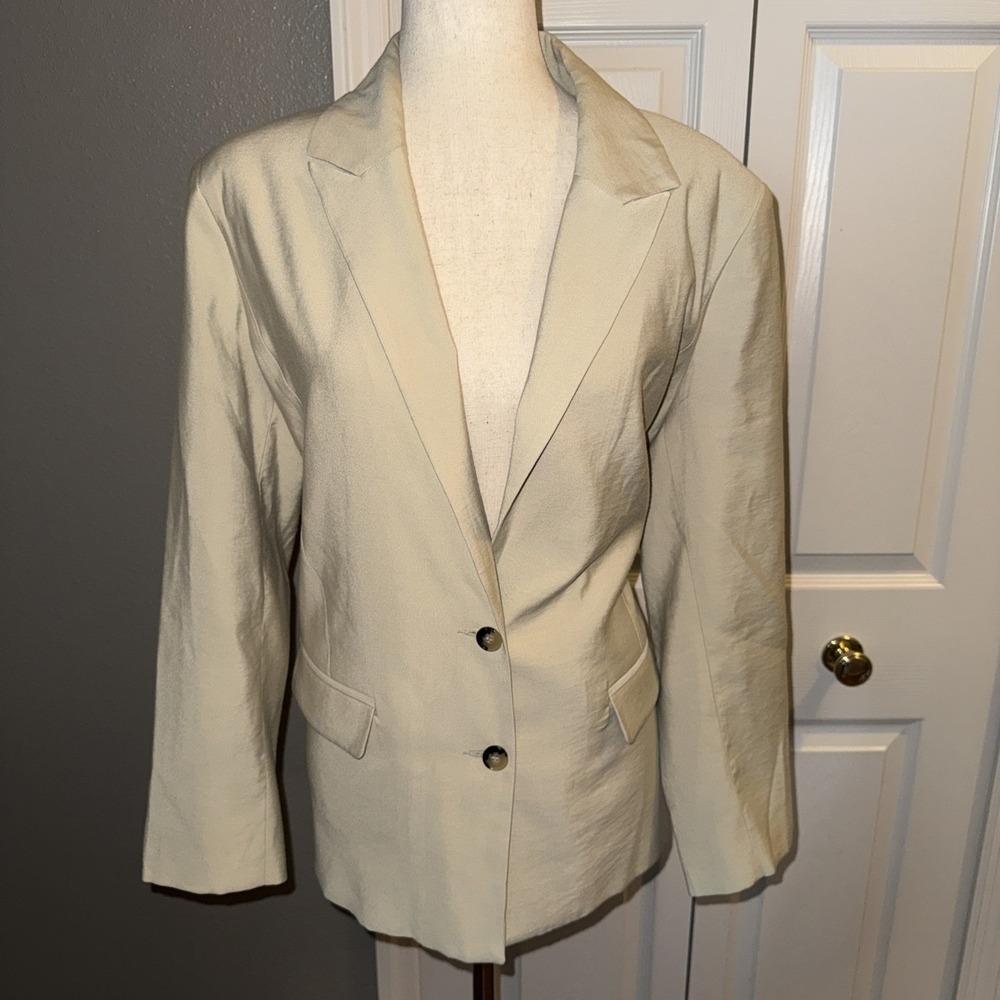 BA&SH Lady Jacket Blazer Cream Lightweight Sz 2 Women's Two Button Academia